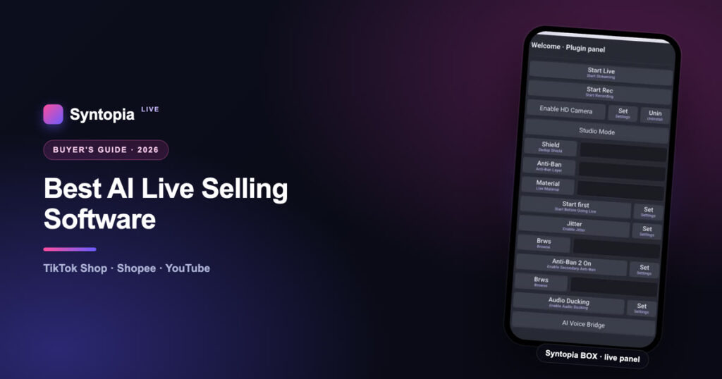 Best AI live selling software - the Syntopia BOX live control panel