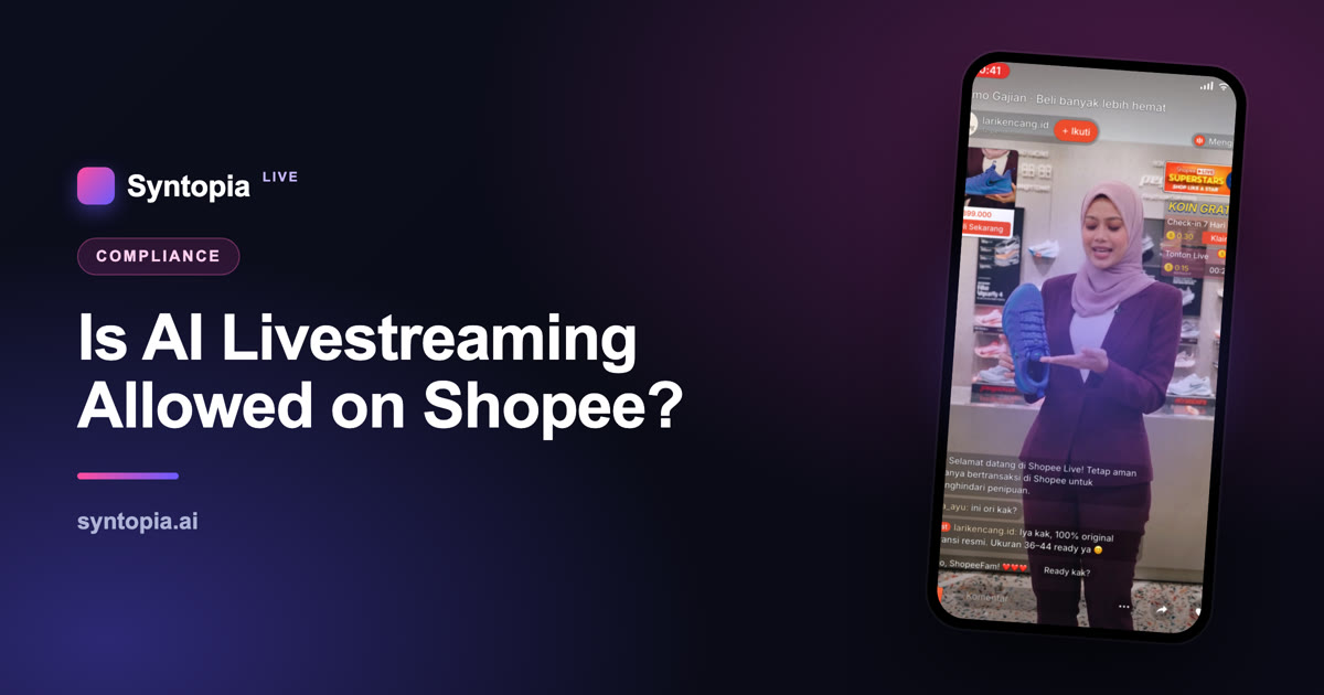 อวตาร AI เป็นพิธีกร Shopee Live ในอินโดนีเซีย ขายรองเท้า Nike พร้อมการ์ดสินค้า Beli Sekarang และคอมเมนต์สด